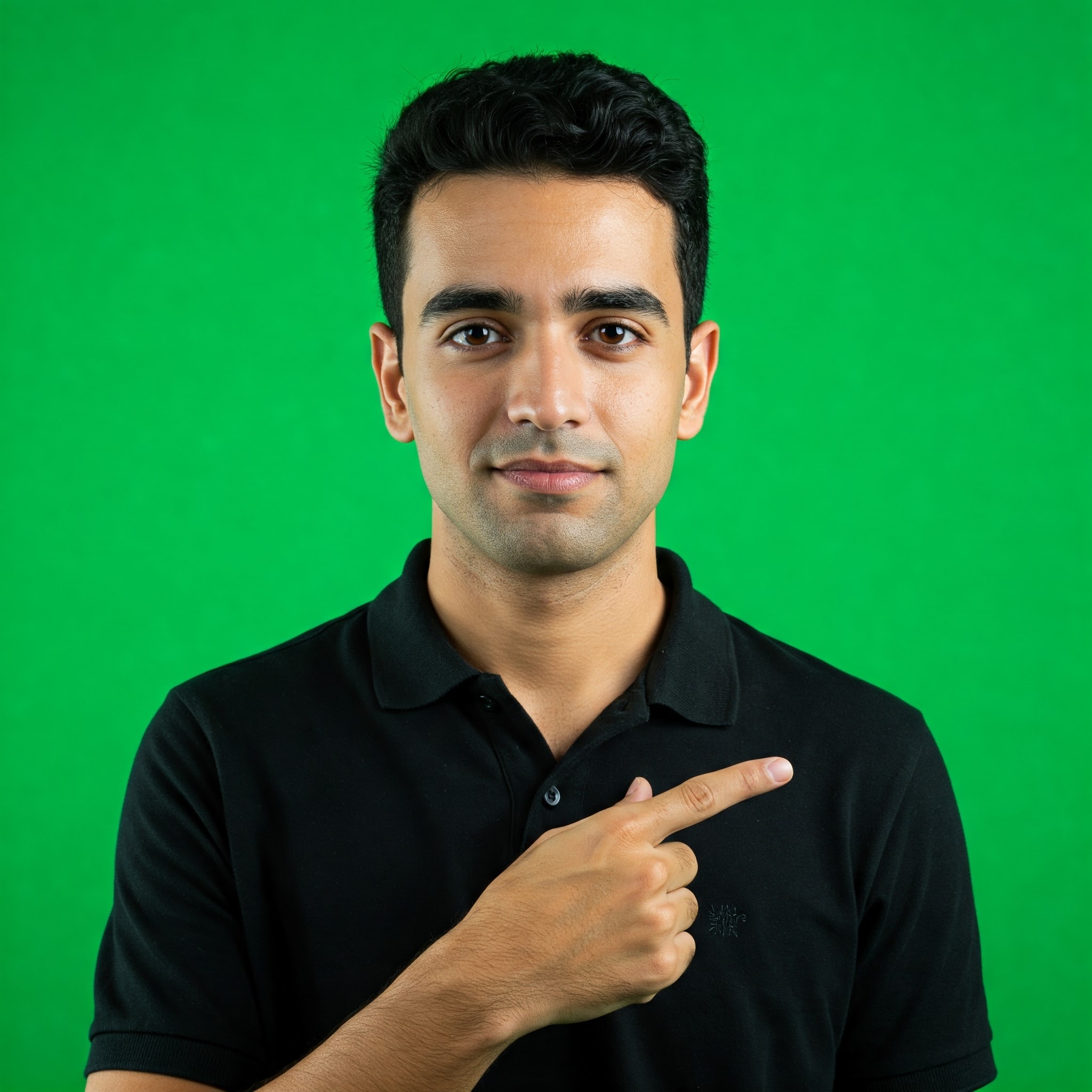 photo of Young Man Pointing Right on Green Screen